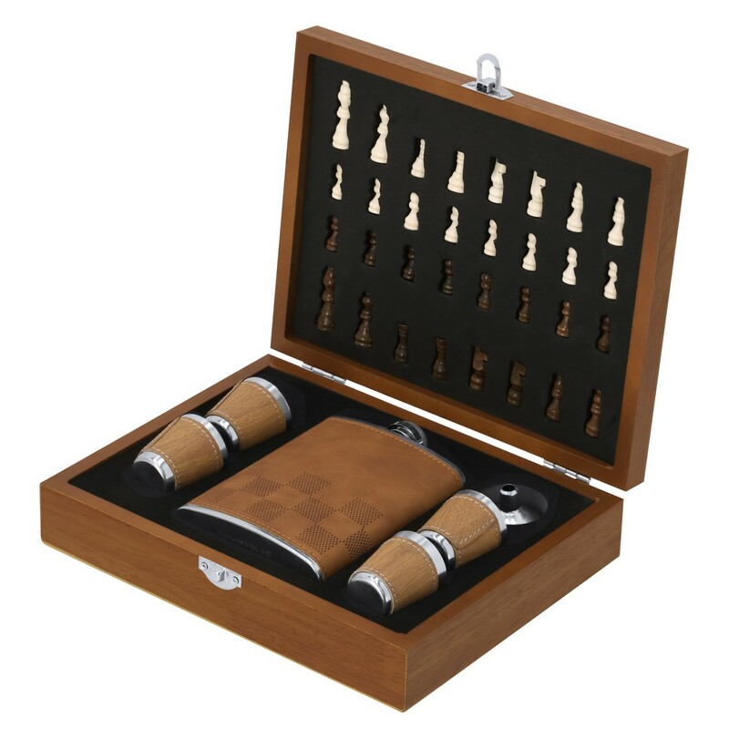 Zestaw upominkowy, piersiówka 175 ml, kieliszki 30 ml, szachy VA373-20_AAA01